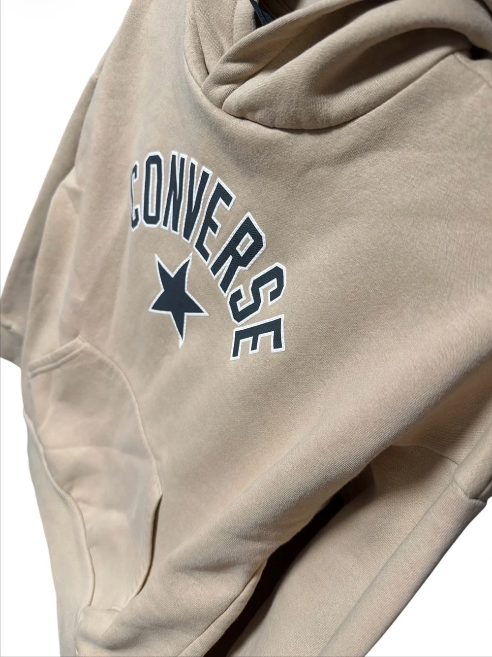 Converse kid’s Beige Crewneck Hoodie with Dark Gray Logo